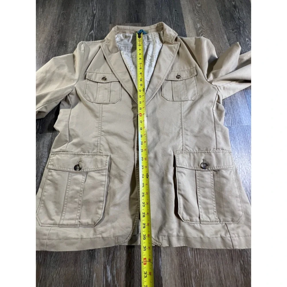 Life Khaki Haggar Safari Field Blazer Mens 46R Tan Cotton Blend 4-Pocket Jacket